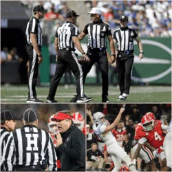BREAKING NEWS: The NCAA Board of Governors has suspended all four referees in the tense playoff game between the Georgia Bulldogs and Ole Miss, which ended 34-39, after an internal investigation uncovered a series of controversial decisions that appeared to consistently disadvantage the Georgia Bulldogs in the final minutes of the game. In a post-game interview, Kirby Smart made a scathing comment of just five words — and it immediately went viral on social media and sparked outrage throughout the Georgia Bulldogs…