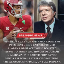 A Legacy of Service: How Bryce Young Honored Jimmy Carter Through Silent Action in Alabama