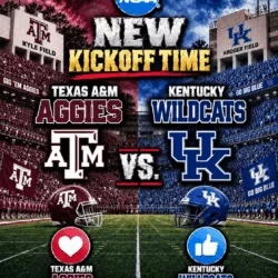 🚨 BREAKING — KICKOFF TIME SUDDENLY CHANGED: ESPN has just put college football fans on high alert after announcing a major last-minute adjustment to the broadcast schedule for the highly anticipated showdown between the Texas A&M Aggies and Kentucky Wildcats.